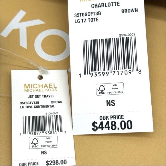 Michael Kors Large Charlotte Tote Bag & Continental Wallet Luggage Brown - Picture 13 of 13